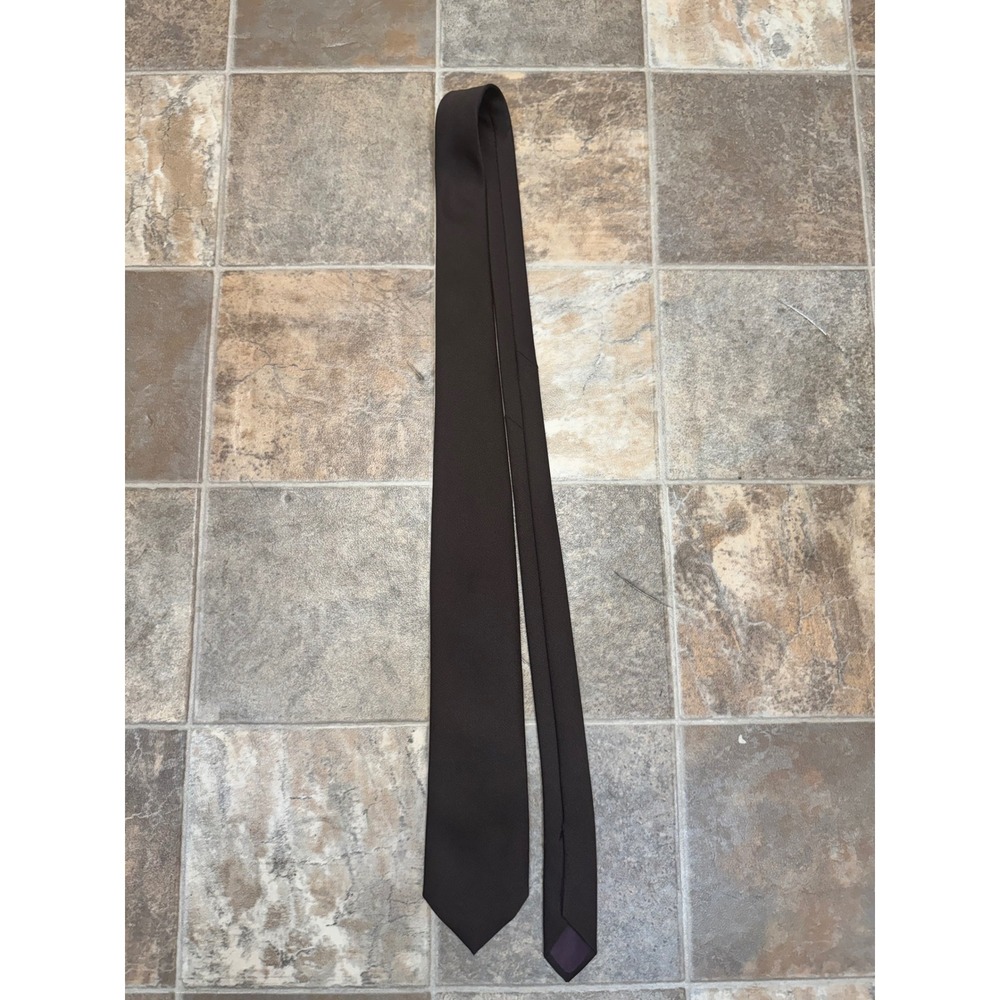 Par Excellence Mens Vintage Brown Twill Necktie Solid Polyester WPL 10580